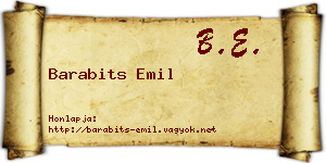 Barabits Emil névjegykártya